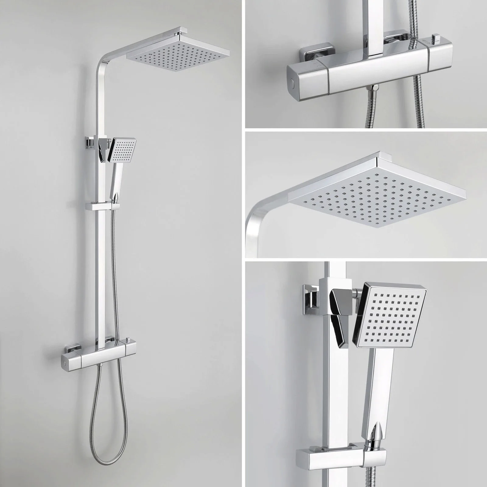 Lynx Square Thermostatic Shower Valve Mixer Set Dual Head Cool Touch Technology 3 Lynx Square Thermostatic Shower Valve Mixer Set Dual Head Cool Touch Technology