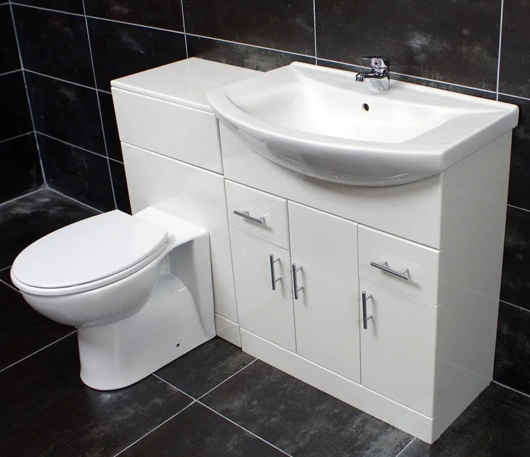 1350mm Bathroom Vanity Set / 850mm Basin Sink Unit + WC Toilet Unit + Tap Opt 4 1350mm Bathroom Vanity Set / 850mm Basin Sink Unit + WC Toilet Unit + Tap Opt - Image 2