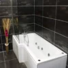 L Shape Whirlpool Shower Bath Jets With Square Bath Screen Chrome -Comparethebathroom Shop Variation of L Shape Whirlpool Shower Bath with Square Bath Screen LH 221662531218