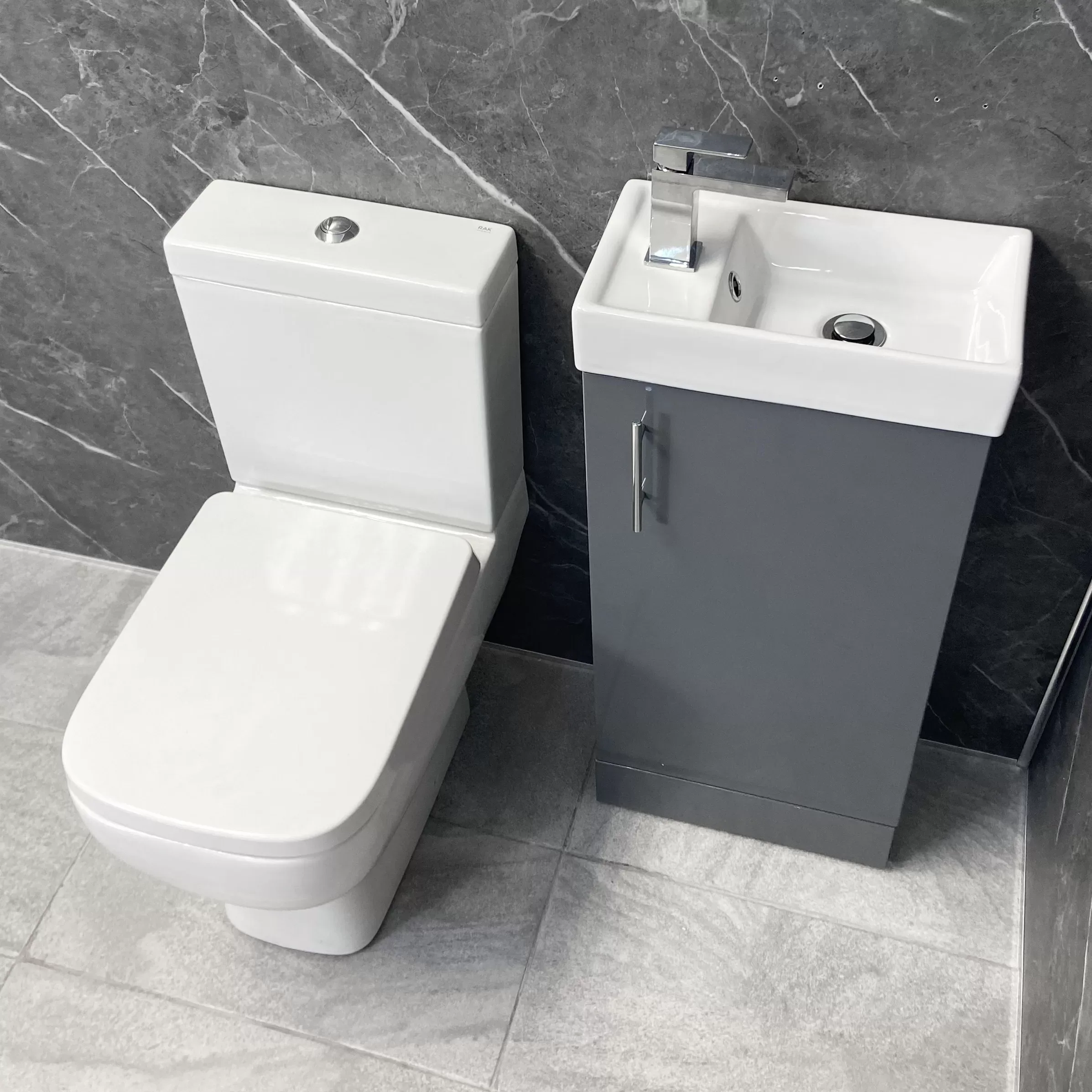 RAK Series 600 Toilet + Cube 400mm Grey Vanity Basin Unit Cloakroom Set EnSuite 6 RAK Series 600 Toilet + Cube 400mm Grey Vanity Basin Unit Cloakroom Set EnSuite - Image 4