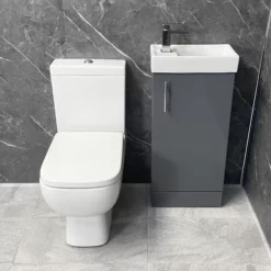 RAK Series 600 Toilet + Cube 400mm Grey Vanity Basin Unit Cloakroom Set EnSuite 9 RAK Series 600 Toilet + Cube 400mm Grey Vanity Basin Unit Cloakroom Set EnSuite -Comparethebathroom Shop Vault Cube 400mm Grey Vanity with Rak Series 600 Toilet Cloak Set Front jpg webp