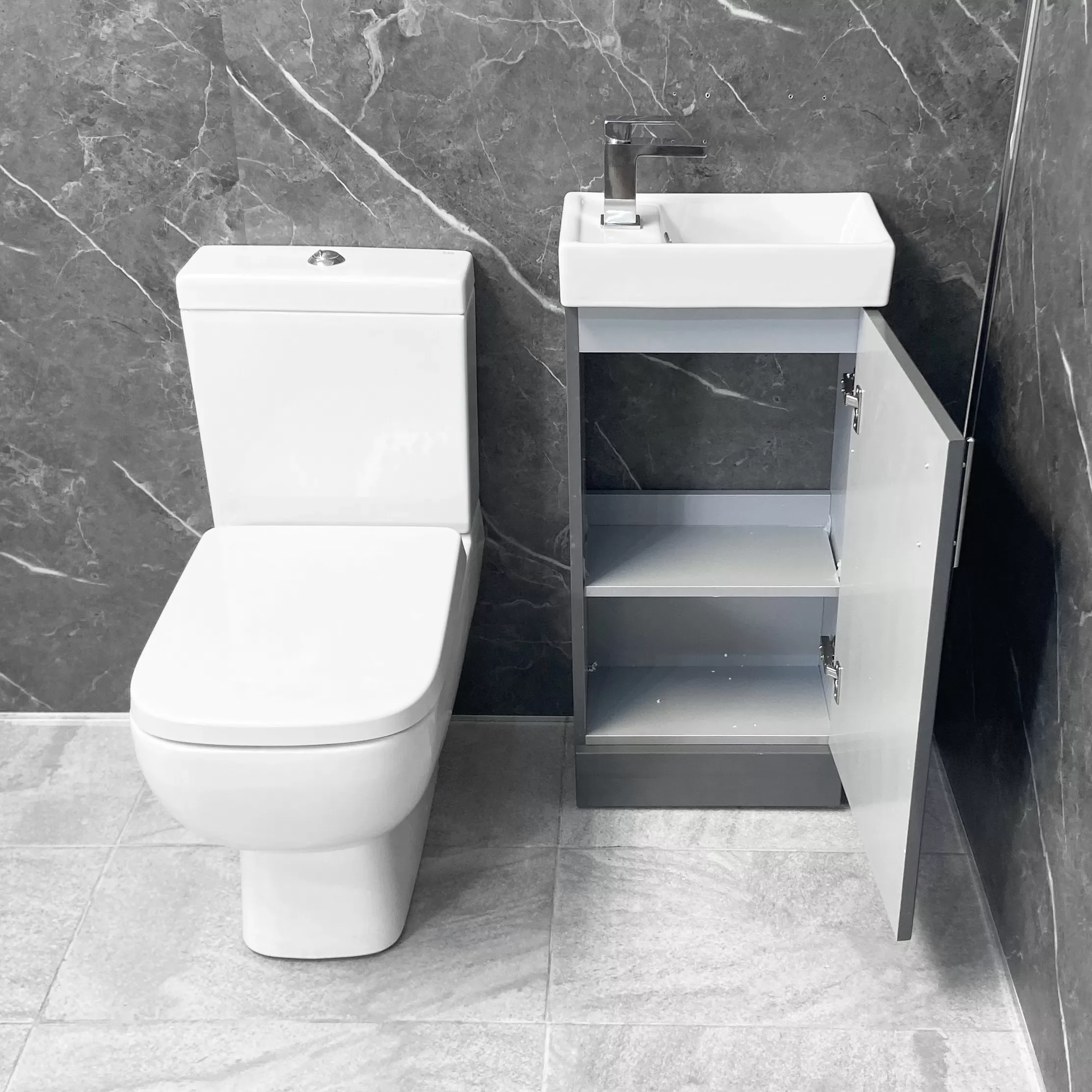 RAK Series 600 Toilet + Cube 400mm Grey Vanity Basin Unit Cloakroom Set EnSuite 7 RAK Series 600 Toilet + Cube 400mm Grey Vanity Basin Unit Cloakroom Set EnSuite - Image 5