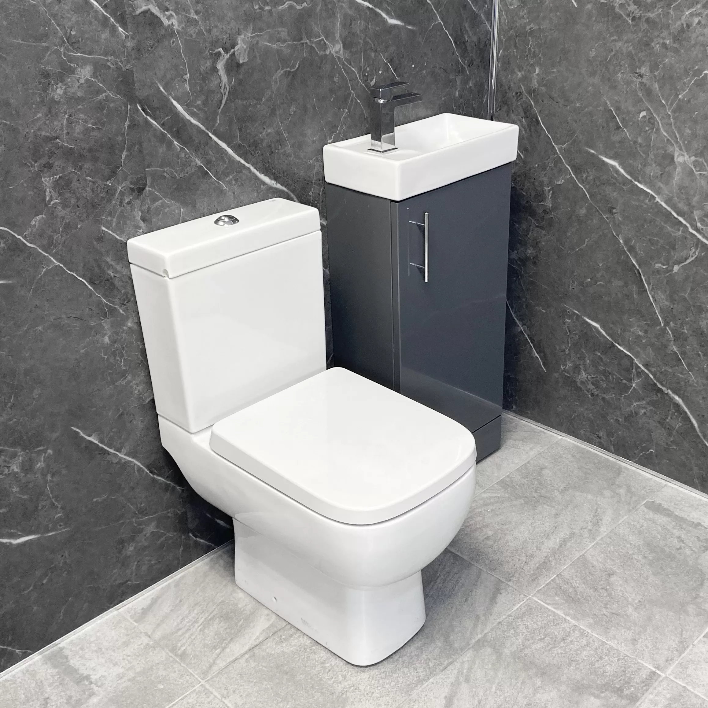 RAK Series 600 Toilet + Cube 400mm Grey Vanity Basin Unit Cloakroom Set EnSuite 3 RAK Series 600 Toilet + Cube 400mm Grey Vanity Basin Unit Cloakroom Set EnSuite