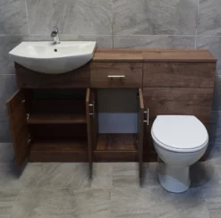 1350mm Walnut Drawerline Vanity Set Bathroom Storage Toilet + Basin Sink 12 1350mm Walnut Drawerline Vanity Set Bathroom Storage Toilet + Basin Sink -Comparethebathroom Shop Walnut 1400mm Vanity Set Inc Drawline KIT671 5 Comp Jun 18 jpg webp