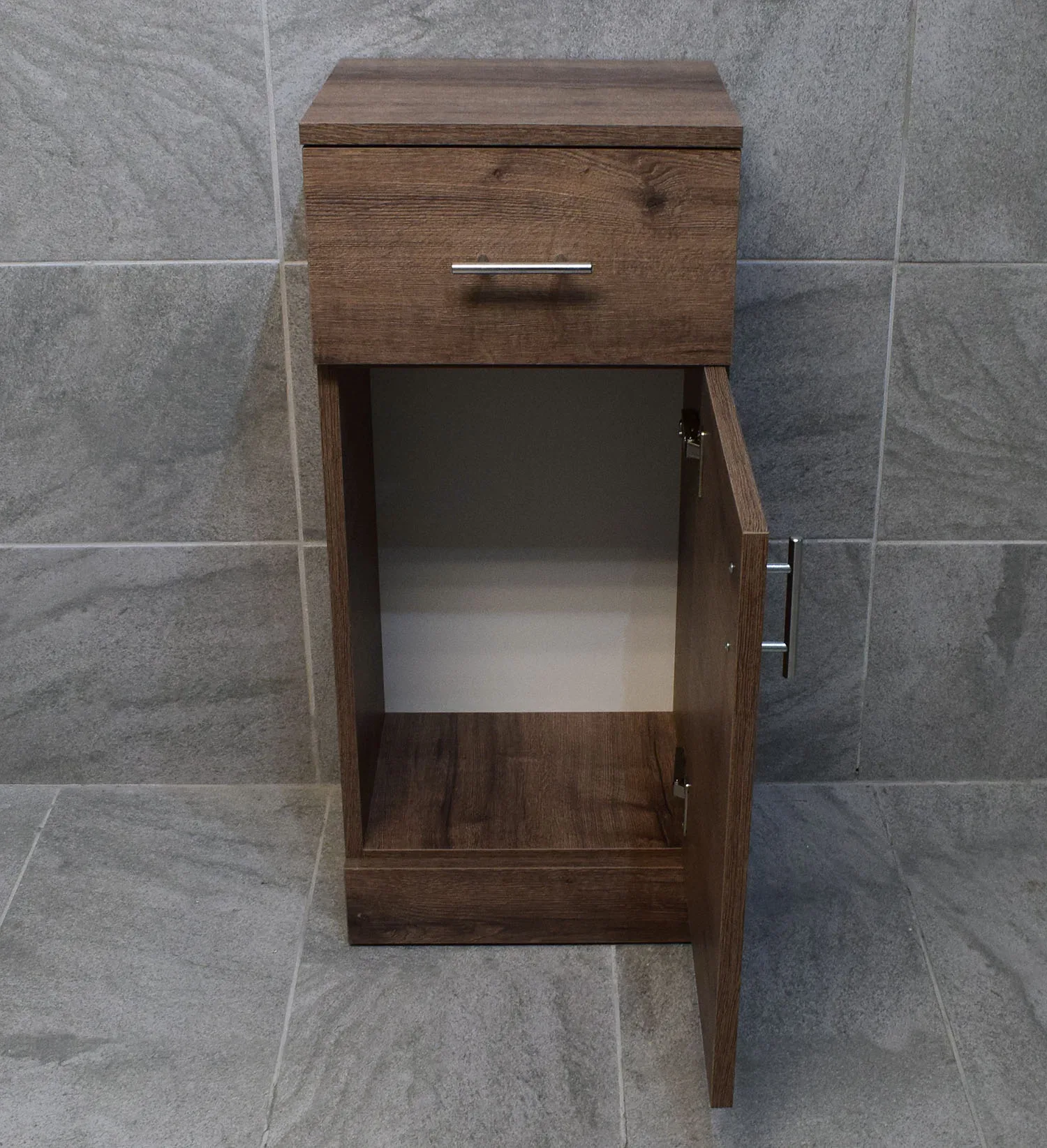 Walnut Oak Finish Drawerline Unit Bathroom Storage Cupboard 350mm 5 Walnut Oak Finish Drawerline Unit Bathroom Storage Cupboard 350mm - Image 3