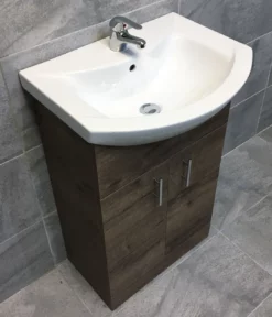 Walnut Oak Finish Vanity Basin Sink Unit 550mm Bathroom Storage Driftwood 15 Walnut Oak Finish Vanity Basin Sink Unit 550mm Bathroom Storage Driftwood -Comparethebathroom Shop Walnut vanity unit 7 Uma tap Comp Mar 18 jpg webp