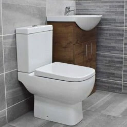Rak Series 600 Toilet + 550mm Walnut Bathroom Basin Sink Unit Set Cloakroom 12 Rak Series 600 Toilet + 550mm Walnut Bathroom Basin Sink Unit Set Cloakroom -Comparethebathroom Shop Walnut550 unit rak toilet side