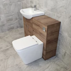 Hydros Luxury 1050mm Bathroom Vanity Set Sink Basin + Square Style Toilet -Comparethebathroom Shop Walnut 1050 Compare Side jpg webp