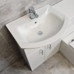 Hydros Luxury 1050mm Bathroom Vanity Set Sink Basin + Square Style Toilet -Comparethebathroom Shop White Gloss 1050 Compare Basin jpg webp