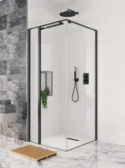 Crosswater Black Design + Hush Inline & Door + Side Panel 900mm Or 1000mm