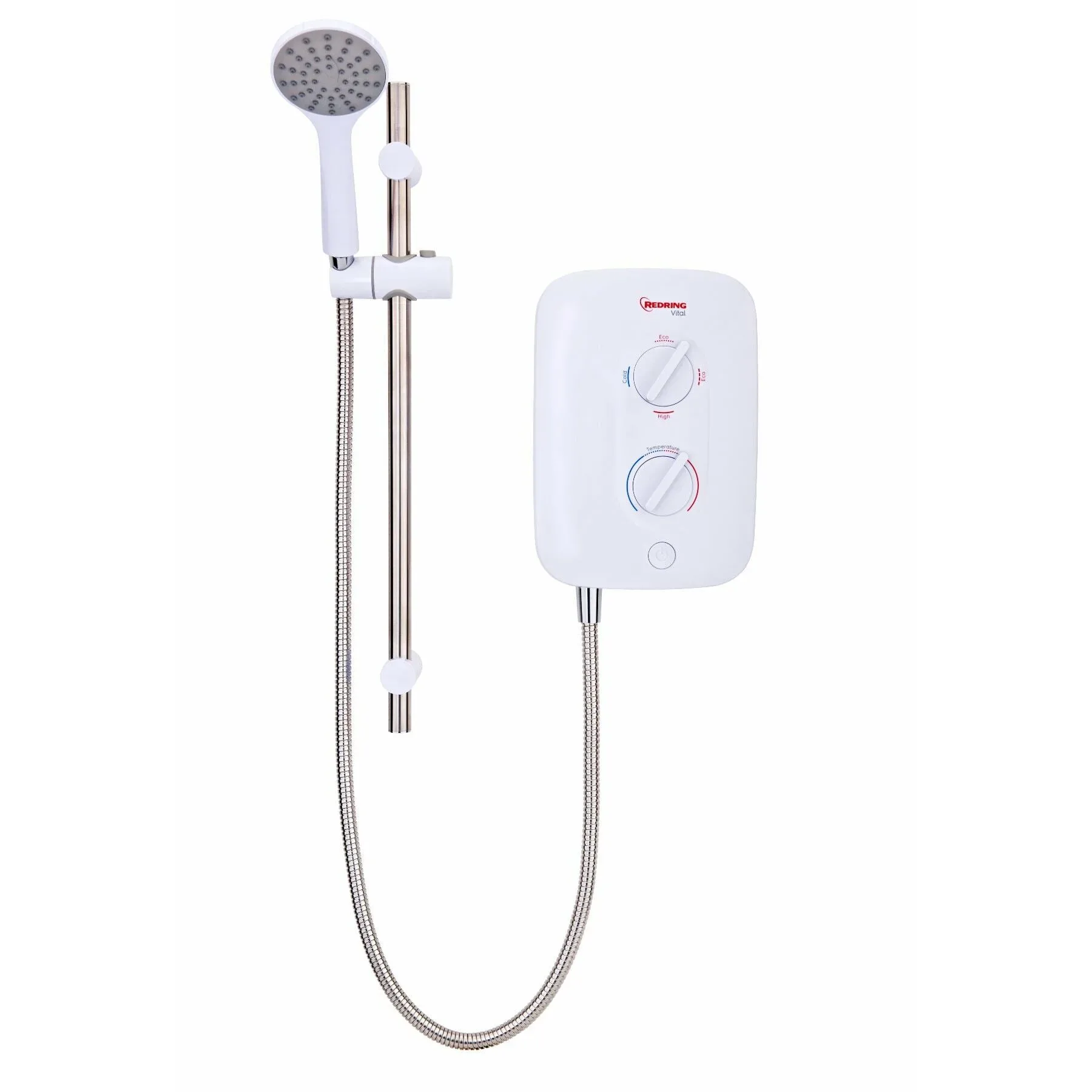 Redring Vital 9.5kw Electric Shower With Push Button White And Chrome 5 Redring Vital 9.5kw Electric Shower With Push Button White And Chrome - Image 3